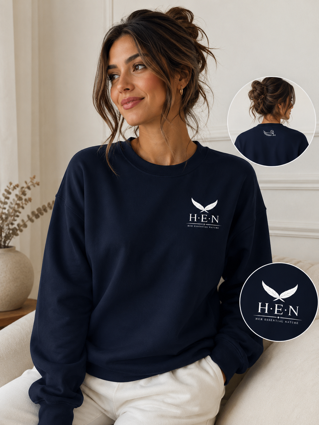 H.E.N. - Essential Crewneck in Navy